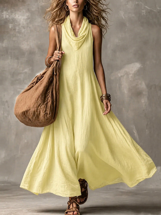 Women’S V-Neck Loose Sleeveless Floor-Length Maxi Dress