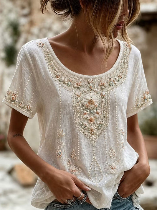 Women's Elegant Cotton-Linen Top