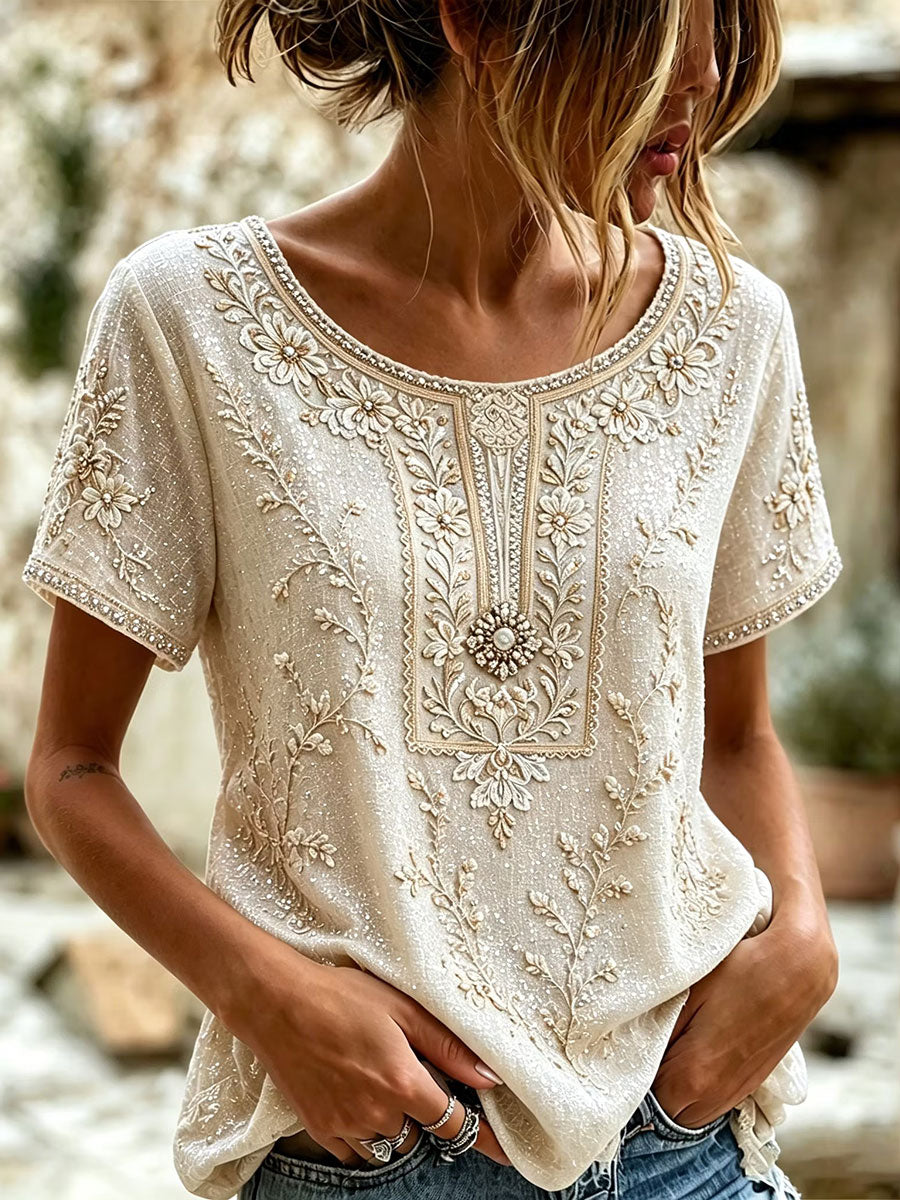 Women's Elegant Cotton-Linen Top