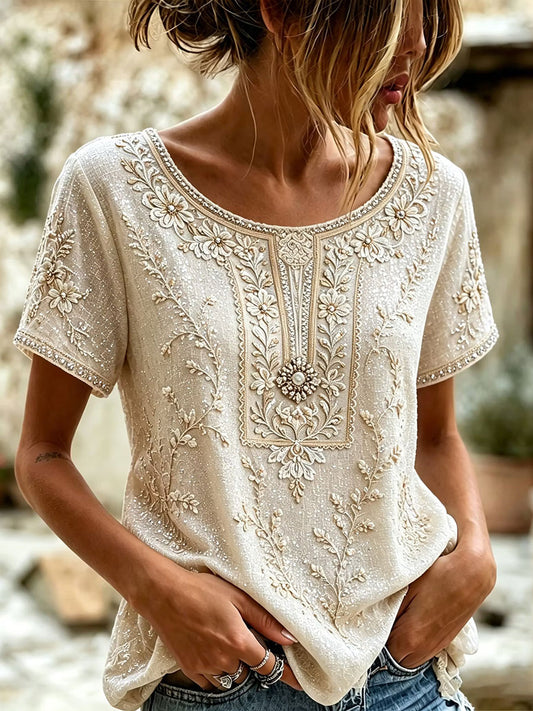 Women's Elegant Cotton-Linen Top