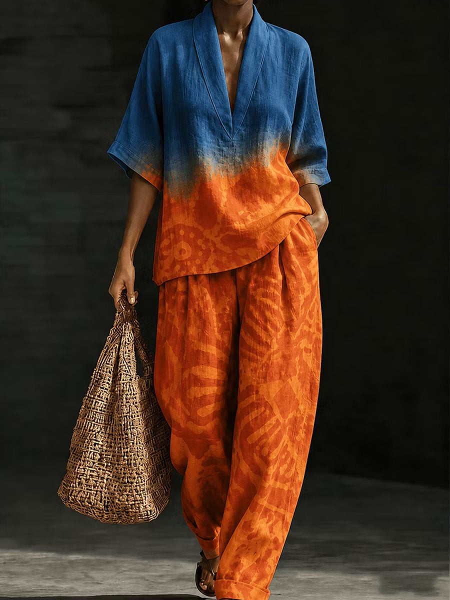 Women's African Art Cotton Linen Set