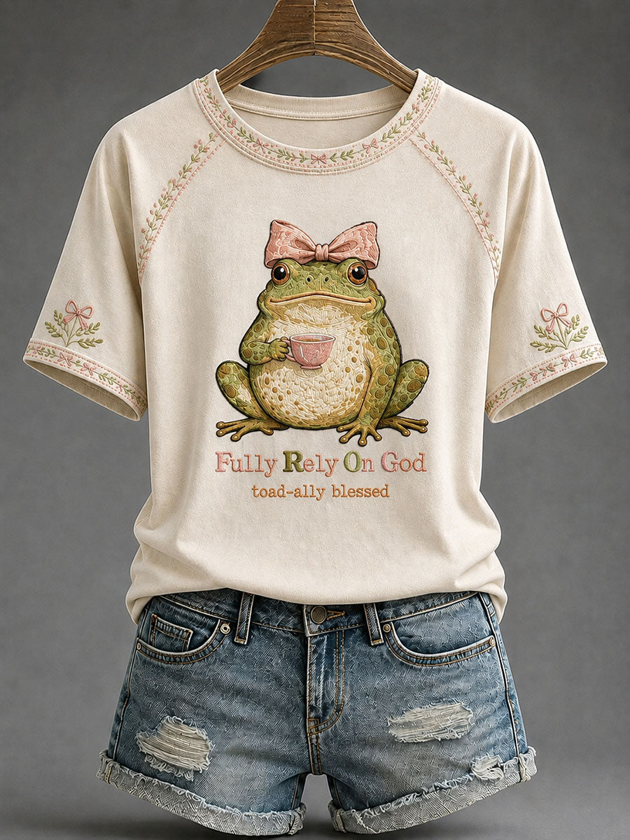 Women's 'Fully Rely On God' Printed Casual T-Shirt