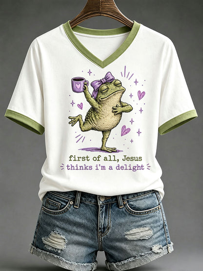 Women's 'Jesus Thinks I'm A Delight' Printed Casual T-Shirt