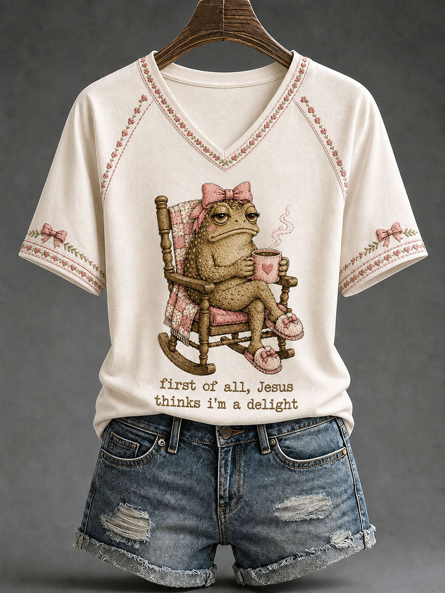 Women's 'Jesus Thinks I'm A Delight' Printed Casual T-Shirt
