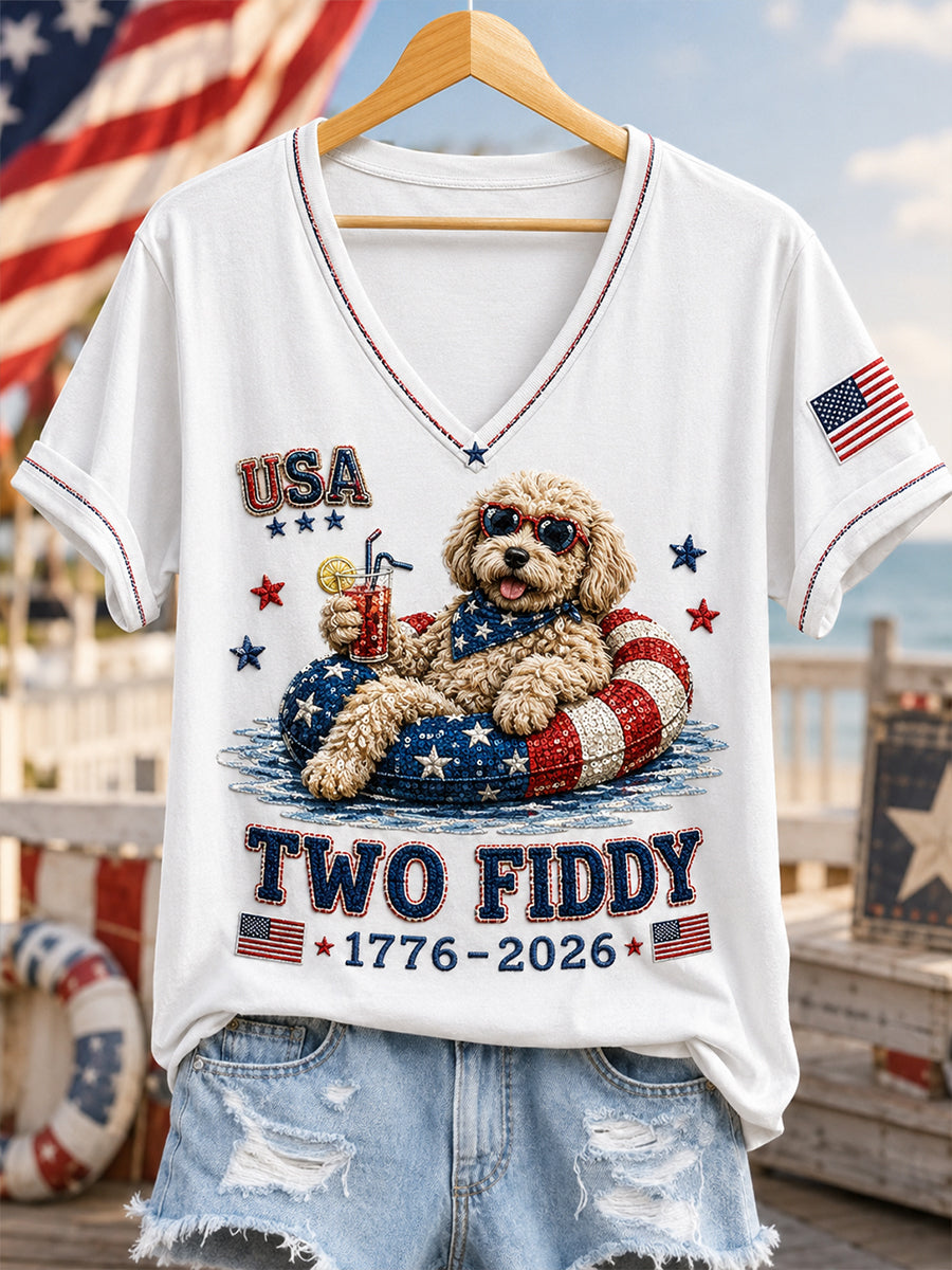 Women's American Patriotic Commemoration V-Neck T-Shirt