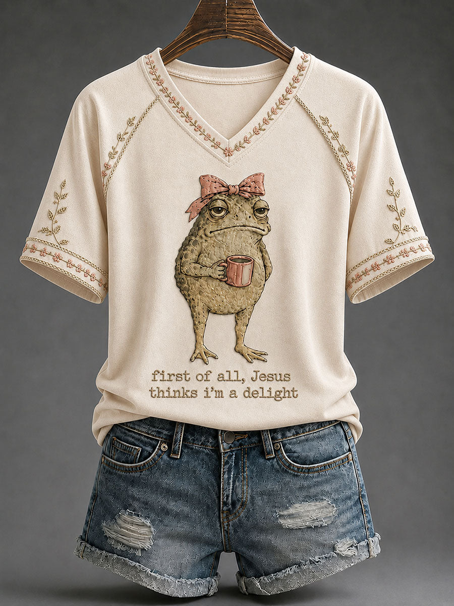 Women's 'Jesus Thinks I'm A Delight' Printed Casual T-Shirt