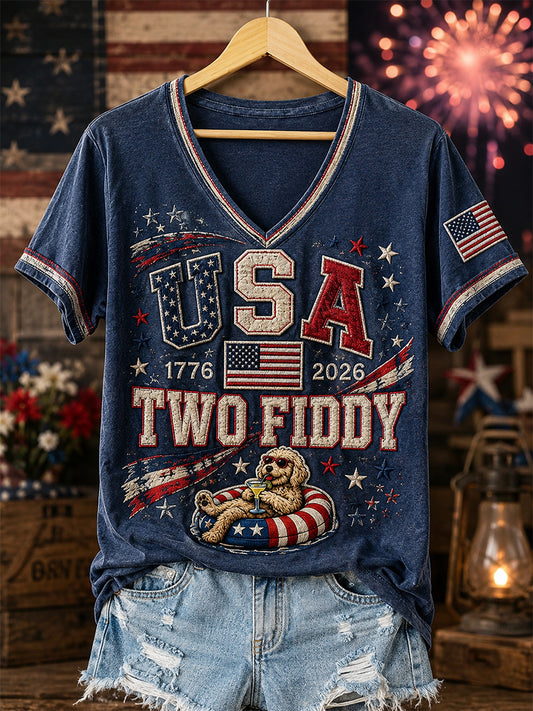 Women's American Patriotic Commemoration V-Neck T-Shirt