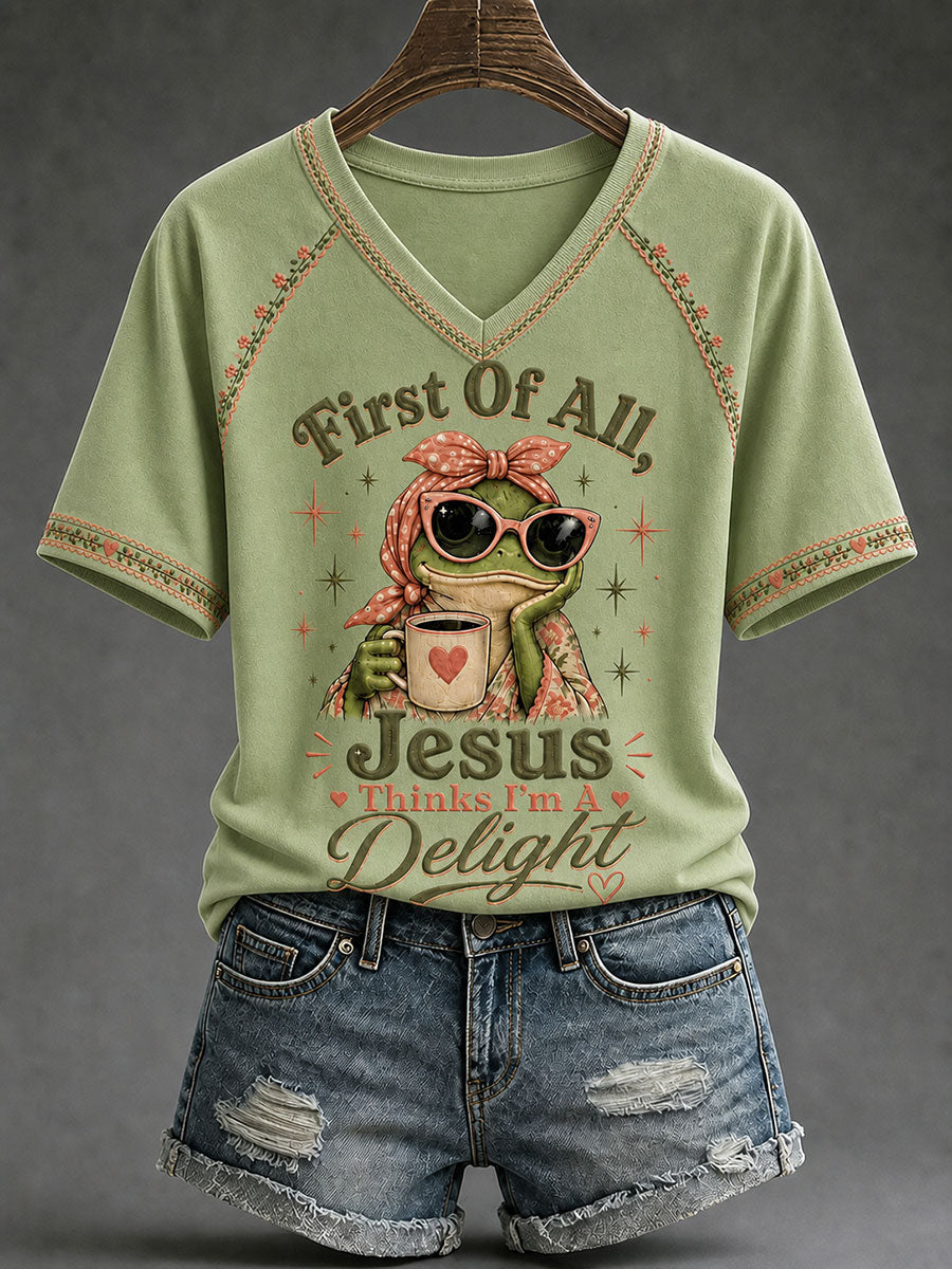 Women's 'Jesus Thinks I'm A Delight' Printed Casual T-Shirt