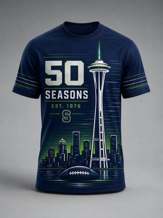 Men's Seattle Football Team 50th Anniversary Art Print T-Shirt