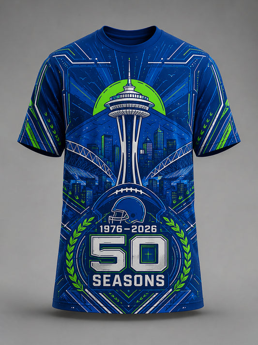 Men's Seattle Football Team 50th Anniversary Art Print T-Shirt