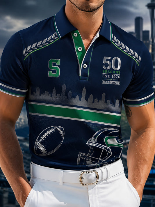 Men's Seattle Football Team 50th Anniversary Art Print Polo
