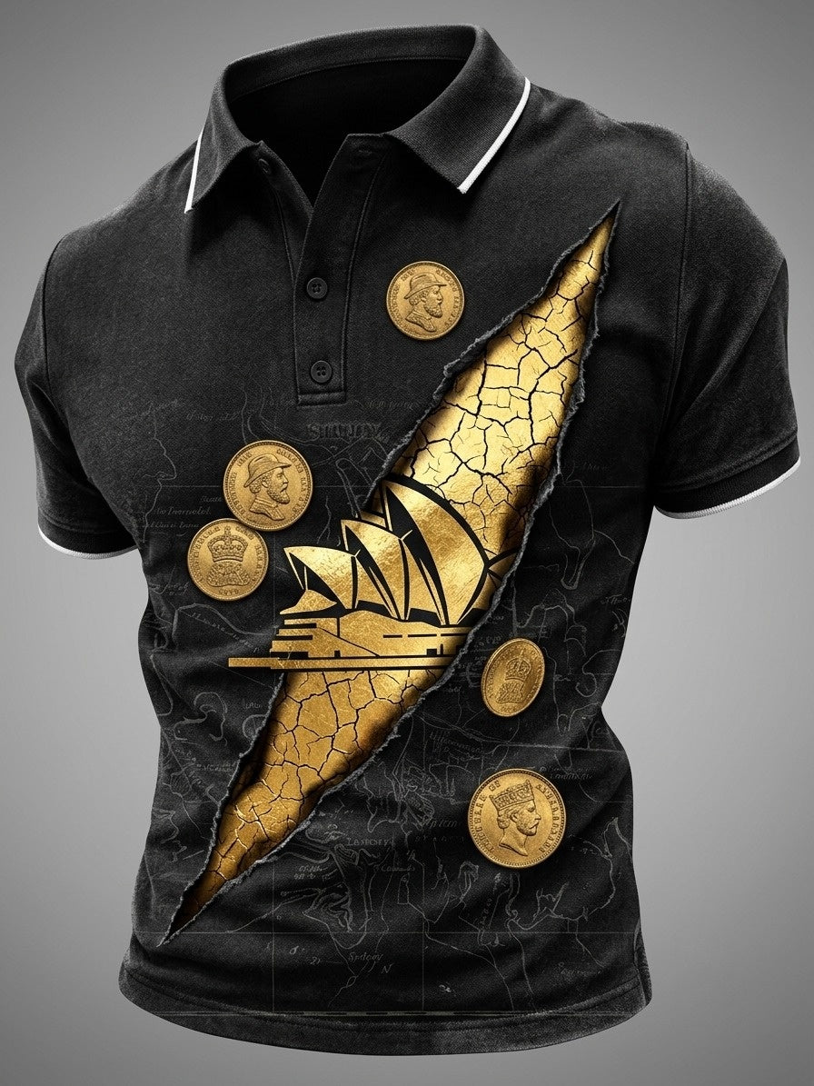 Men's Australia Pride Art Printed Polo T-Shirt