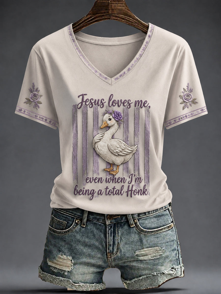 Women's Faith Printed V-neck T-shirt