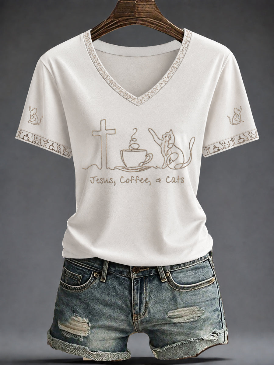 Women's Faith Printed V-neck T-shirt