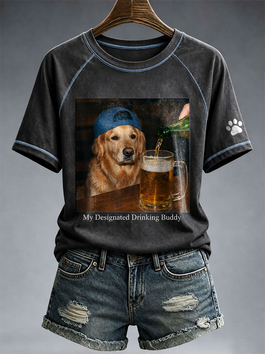 Women's My Designated Drinking Buddy Golden Retriever T-Shirt