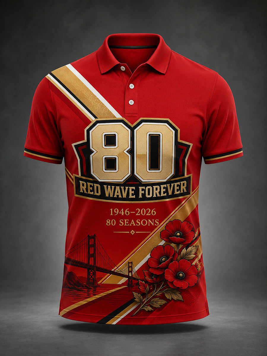 Men's San Francisco 49ers 80th Anniversary Art Print Polo