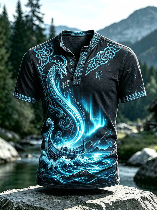 Men's Vintage Viking Pattern Print T-Shirt