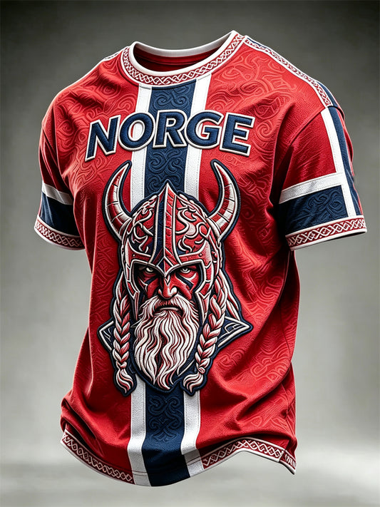 Men's Norway Viking Warrior Celtic Knot Flag Print short sleeves t-shirt