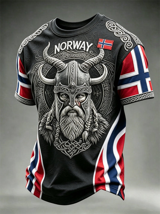 Men's Norway Viking Warrior Celtic Knot Flag Print short sleeves t-shirt