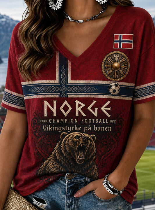 Women's Norwegian Viking-Themed Art Print T-Shirt