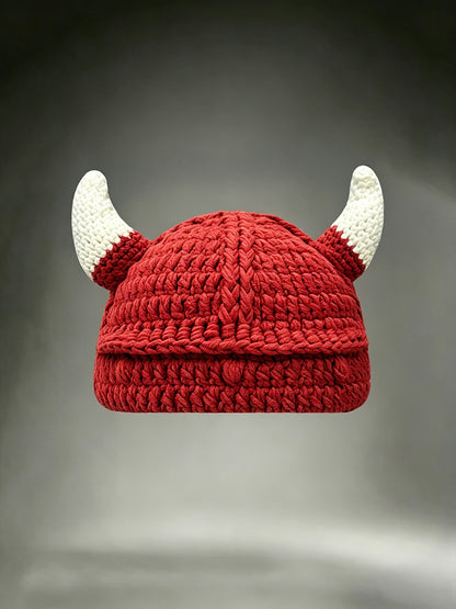 Unisex Viking Warrior Horned Helmet Inspired Comfy Crochet Hat
