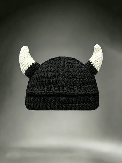Unisex Viking Warrior Horned Helmet Inspired Comfy Crochet Hat