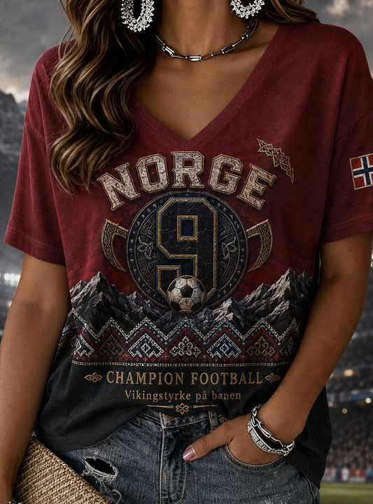 Women's Norwegian Viking-Themed Art Print T-Shirt