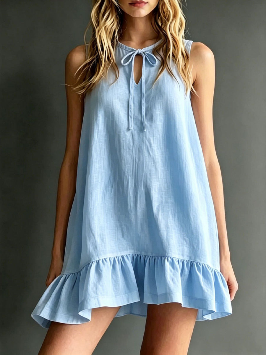 Women’S Lace-Tied V-Neck Hibiscus-Print Dress