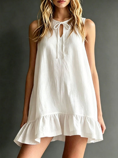 Women’S Lace-Tied V-Neck Hibiscus-Print Dress