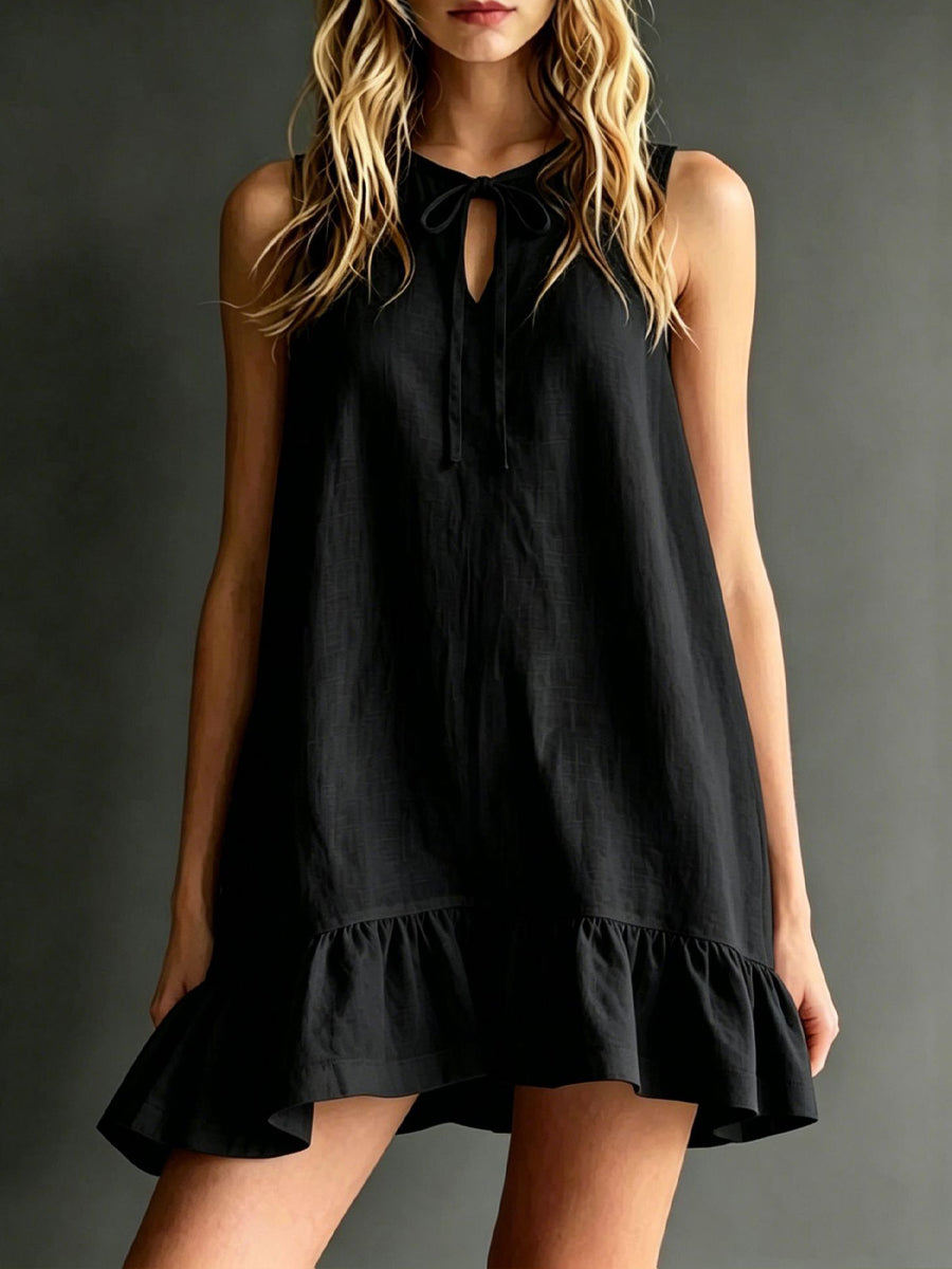 Women’S Lace-Tied V-Neck Hibiscus-Print Dress
