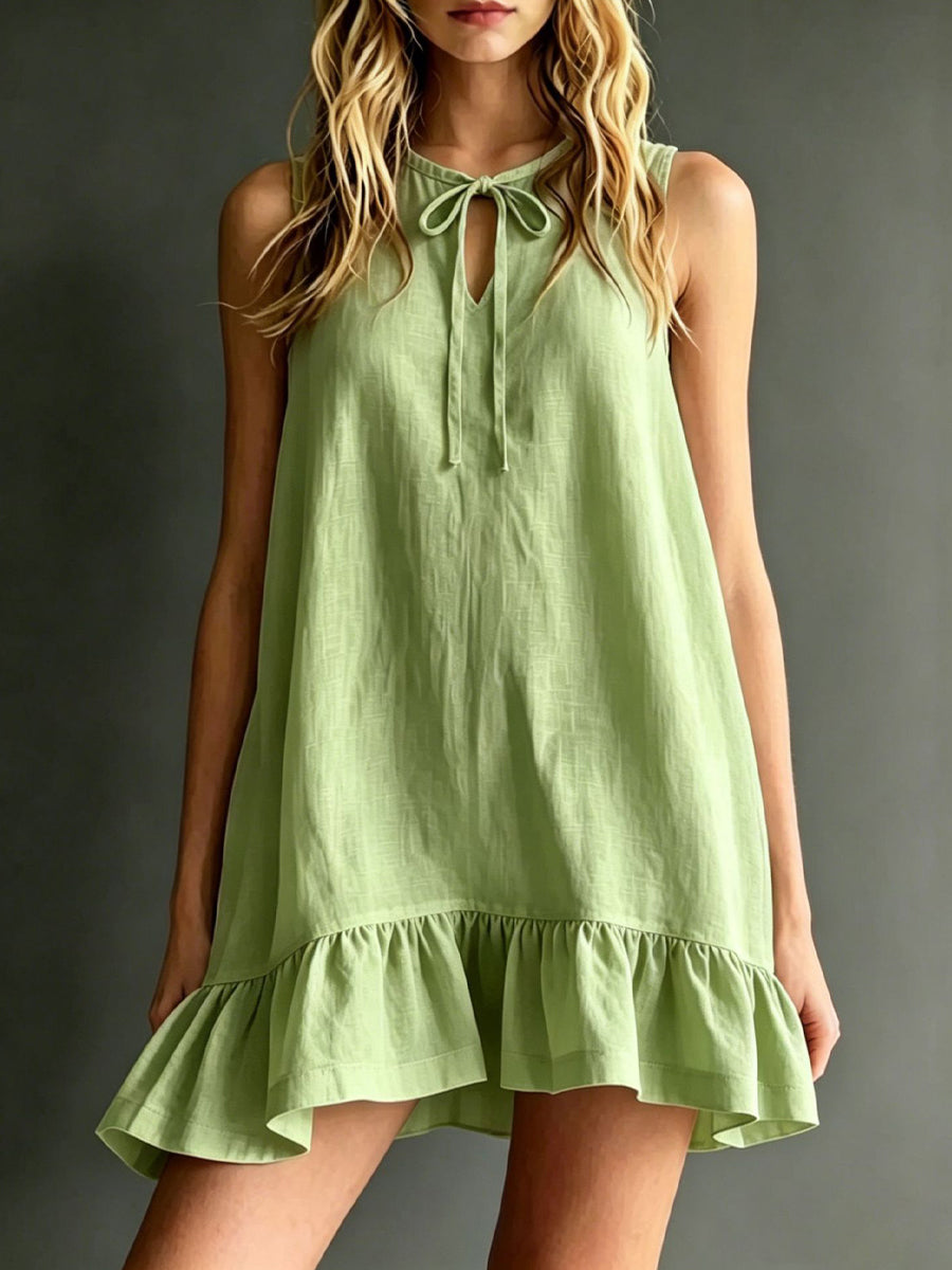 Women’S Lace-Tied V-Neck Hibiscus-Print Dress