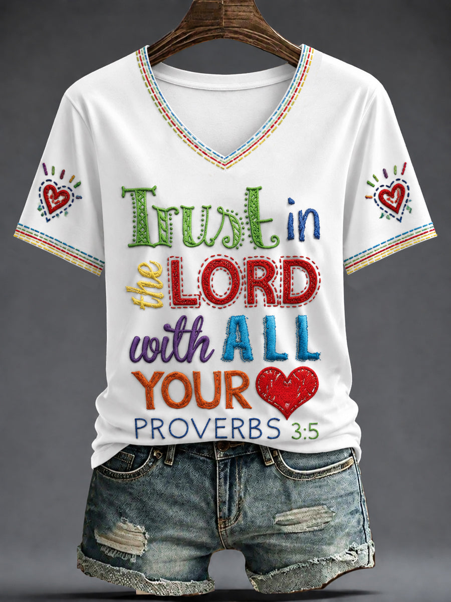 Women's Faith Printed V-neck T-shirt