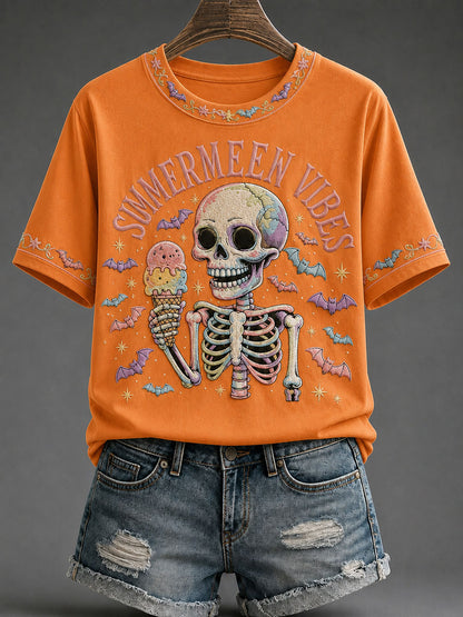 Women's Summerween Print Casual T-Shirt
