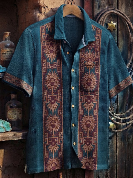 Men's Retro Western Printed Cotton Shirt