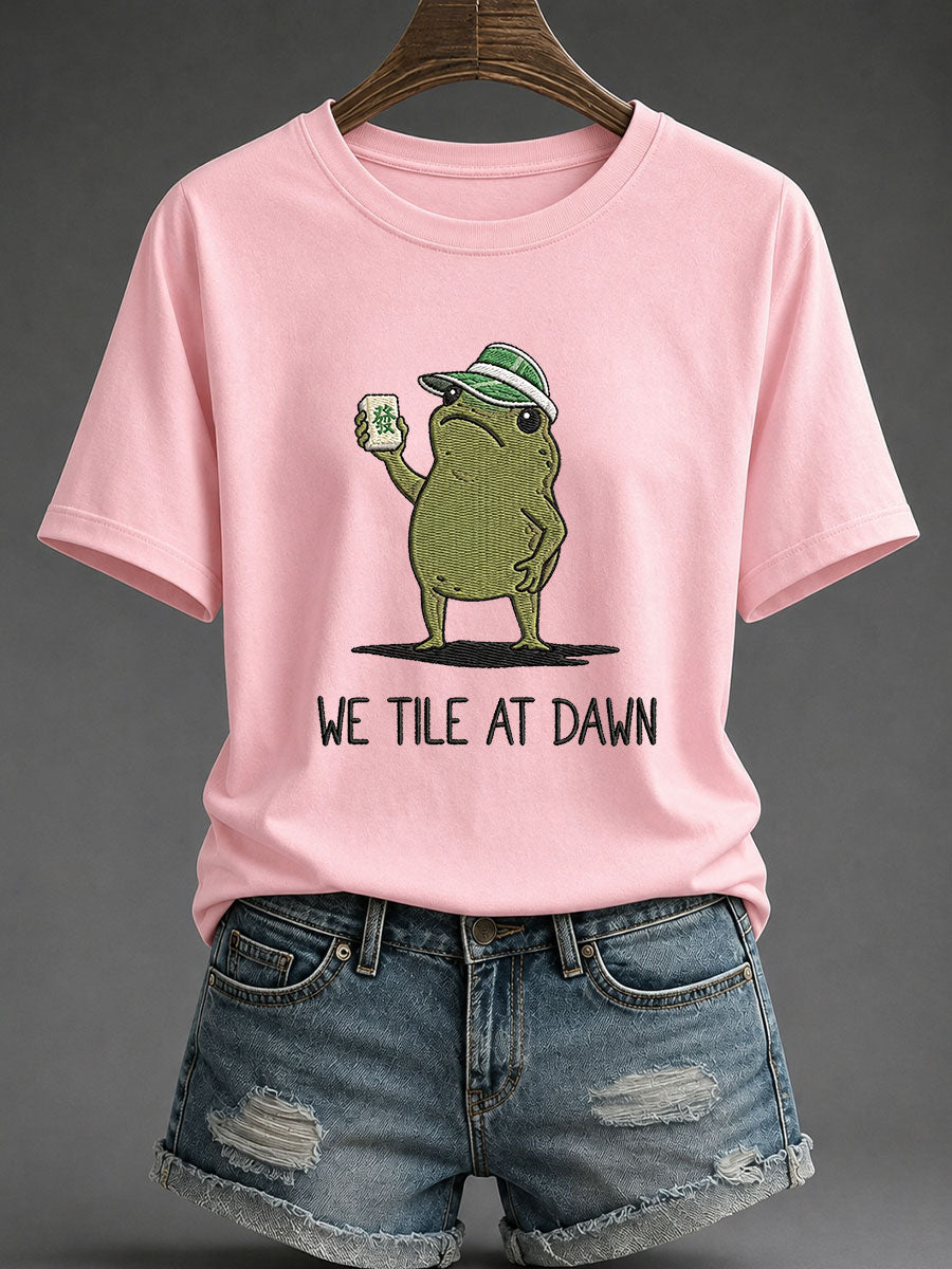 Women's We Tile At Dawn Mahjong Printed Casual T-Shirt