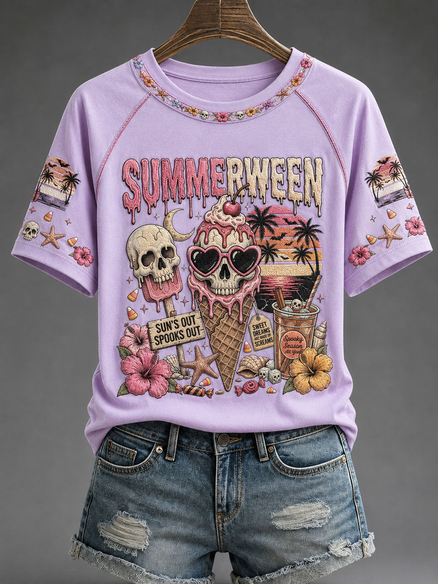 Women's Summerween Print Casual T-Shirt