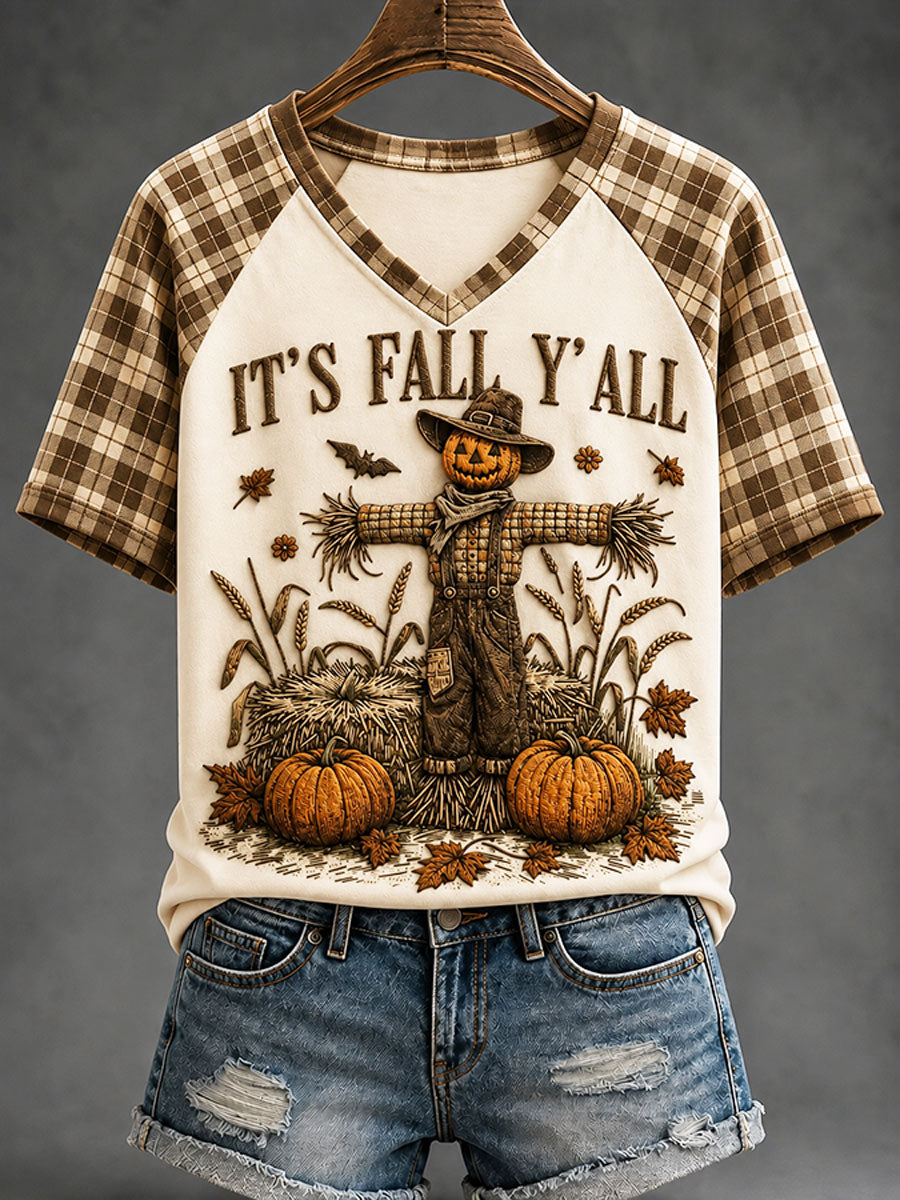 Women's Autumn-Themed Casual T-Shirt
