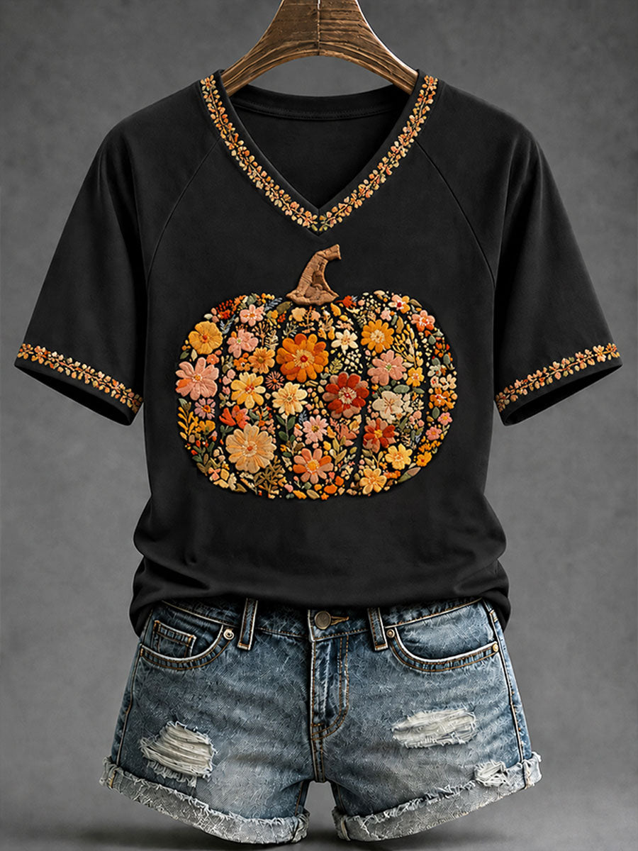 Women's Autumn-Themed Casual T-Shirt