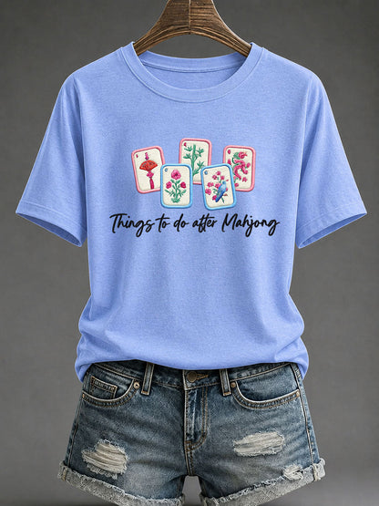 Women's Mahjong Print Casual T-Shirt