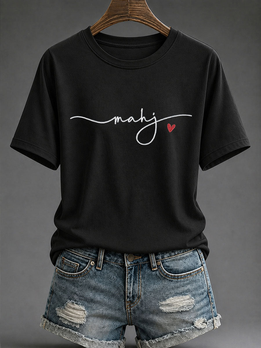 Women's Mahjong Print Casual T-Shirt