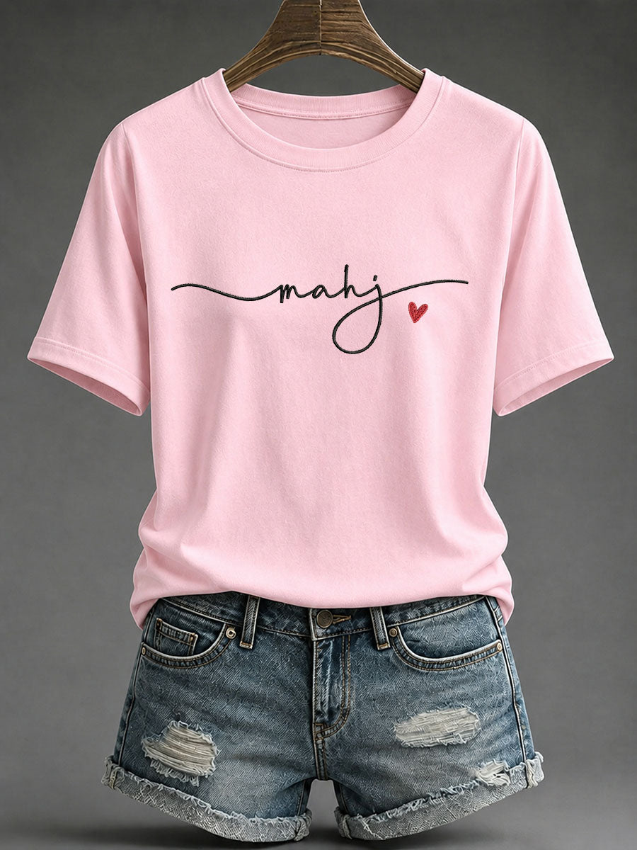 Women's Mahjong Print Casual T-Shirt