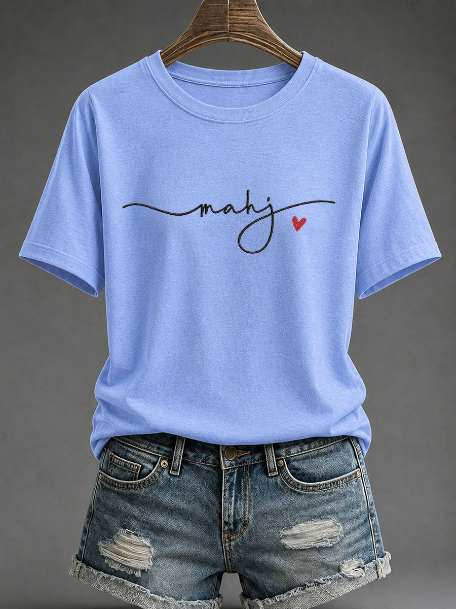 Women's Mahjong Print Casual T-Shirt