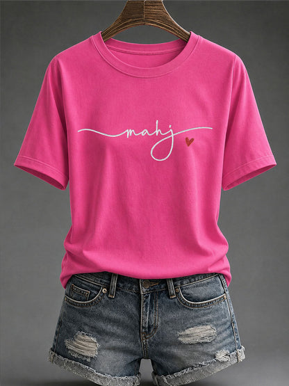 Women's Mahjong Print Casual T-Shirt