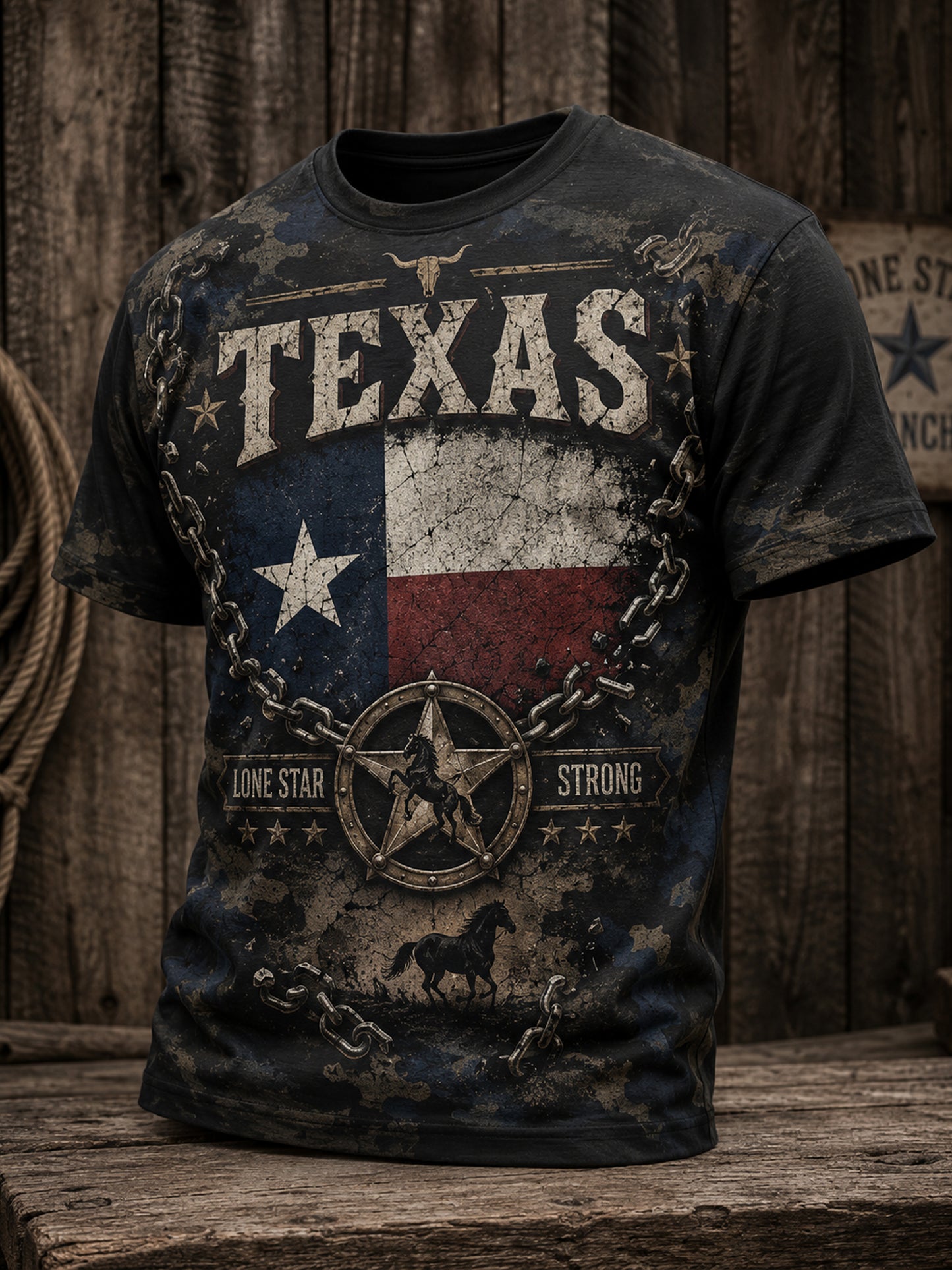Men's Texas West Cowboy Art Print T-Shirt