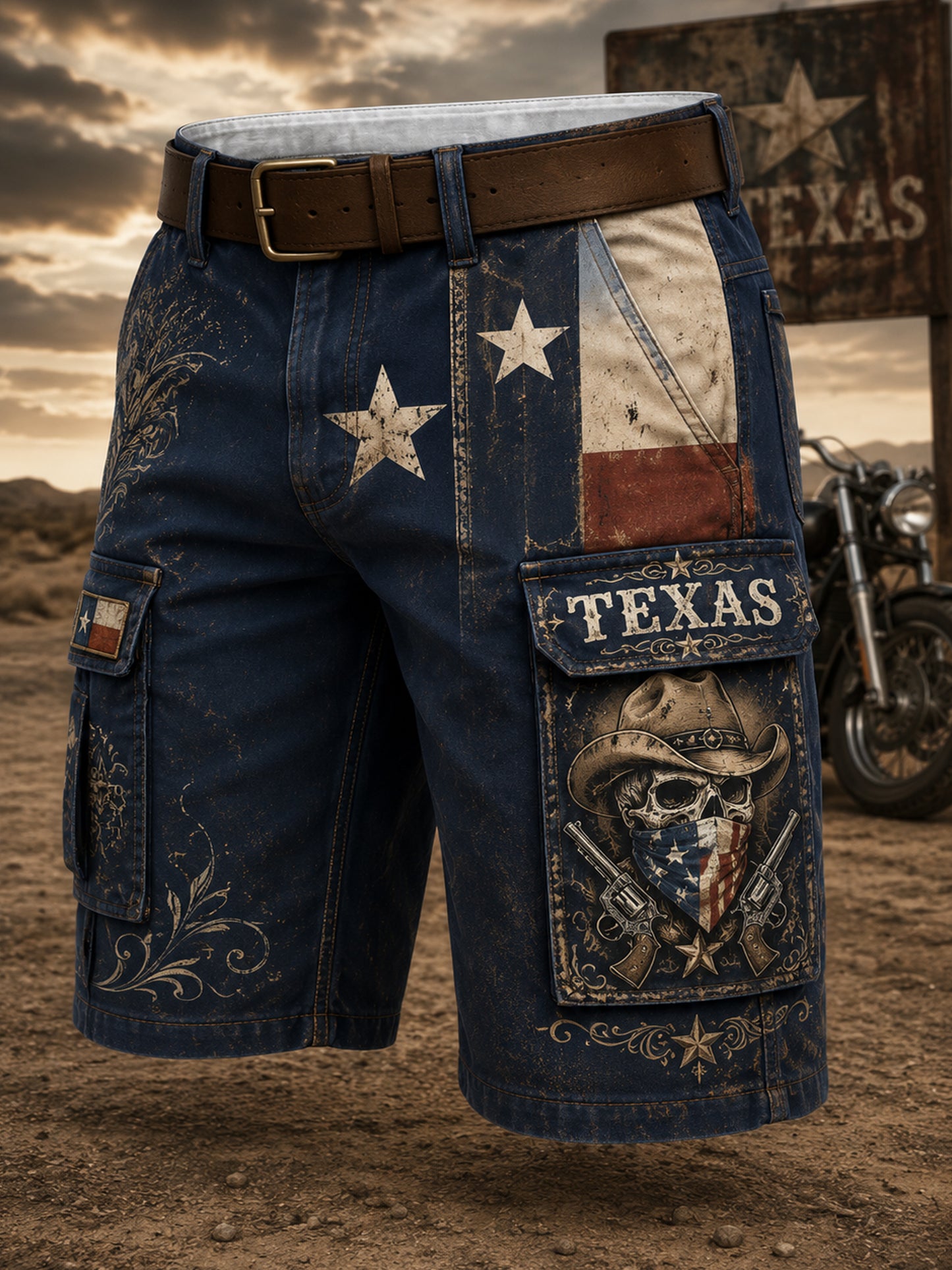 Men's Texas West Cowboy Art Print Shorts