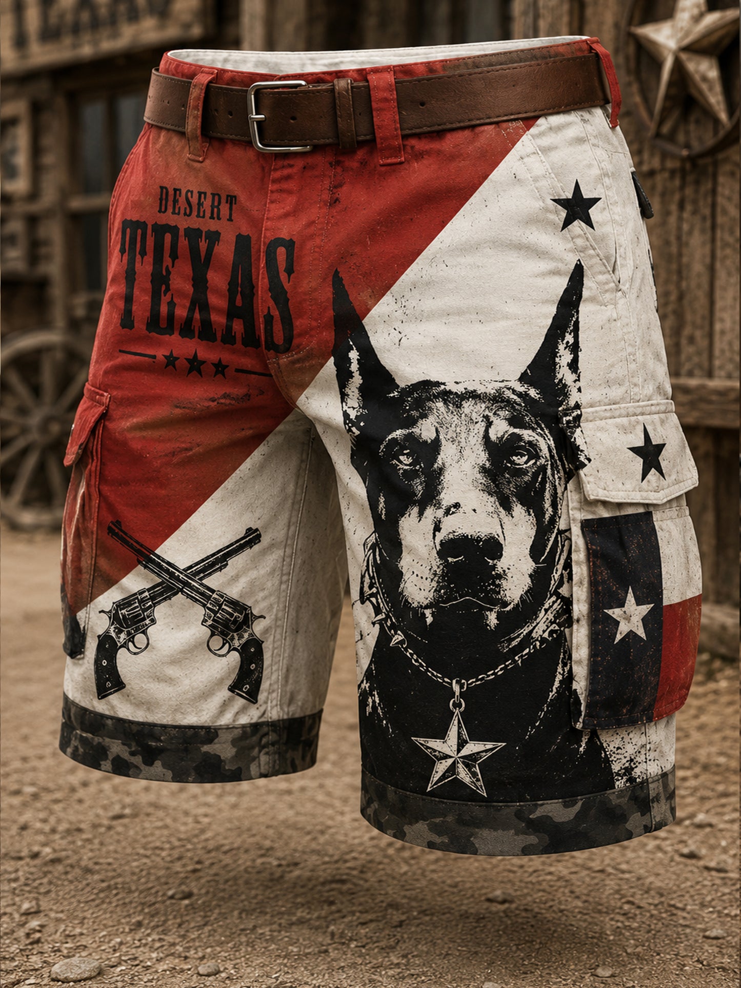 Men's Texas West Cowboy Art Print Shorts