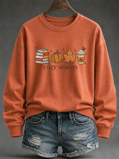 Women's Cozy Season Printed Casual Sweatshirt