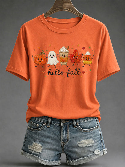 Women's Hello Fall Print Casual T-Shirt
