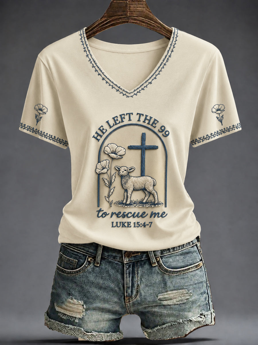 Women's Faith Printed V-neck T-shirt
