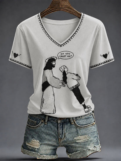 Women's Faith Printed V-neck T-shirt